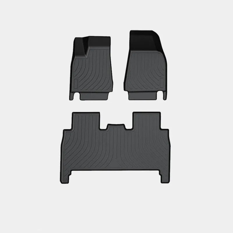 Waterproof TPE car mats for Tesla Model X showing tailbox and cabin protection