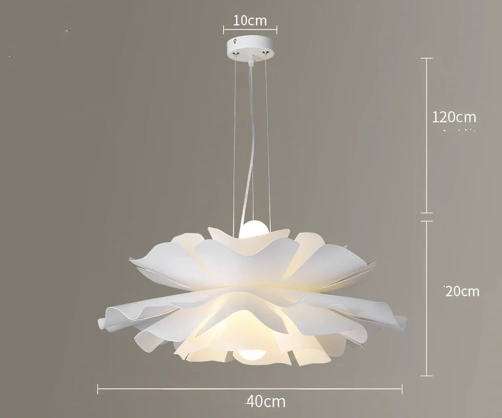 Nordic iron chandelier with PMMA lampshade in restaurant setting showing 40cm diameter