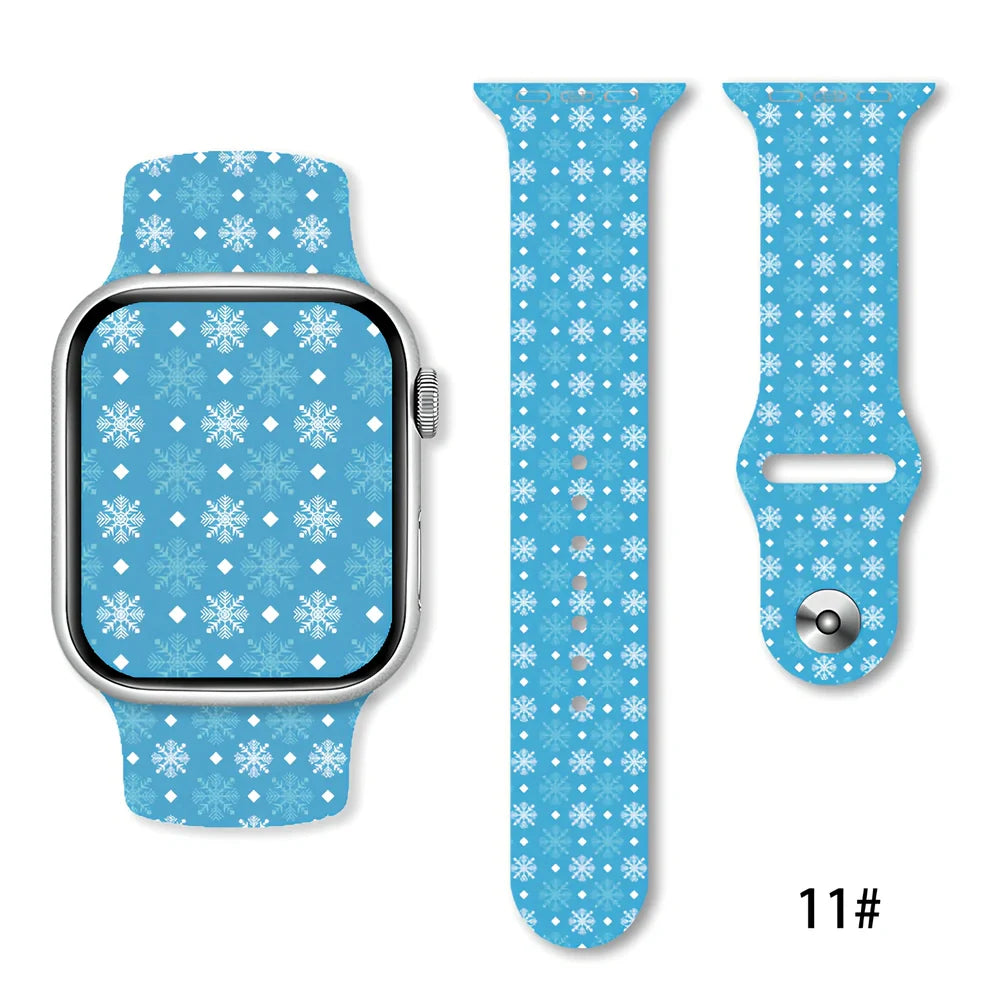 Christmas silicone watch strap in solid colours fitting 38-49mm watches with 30 colour options