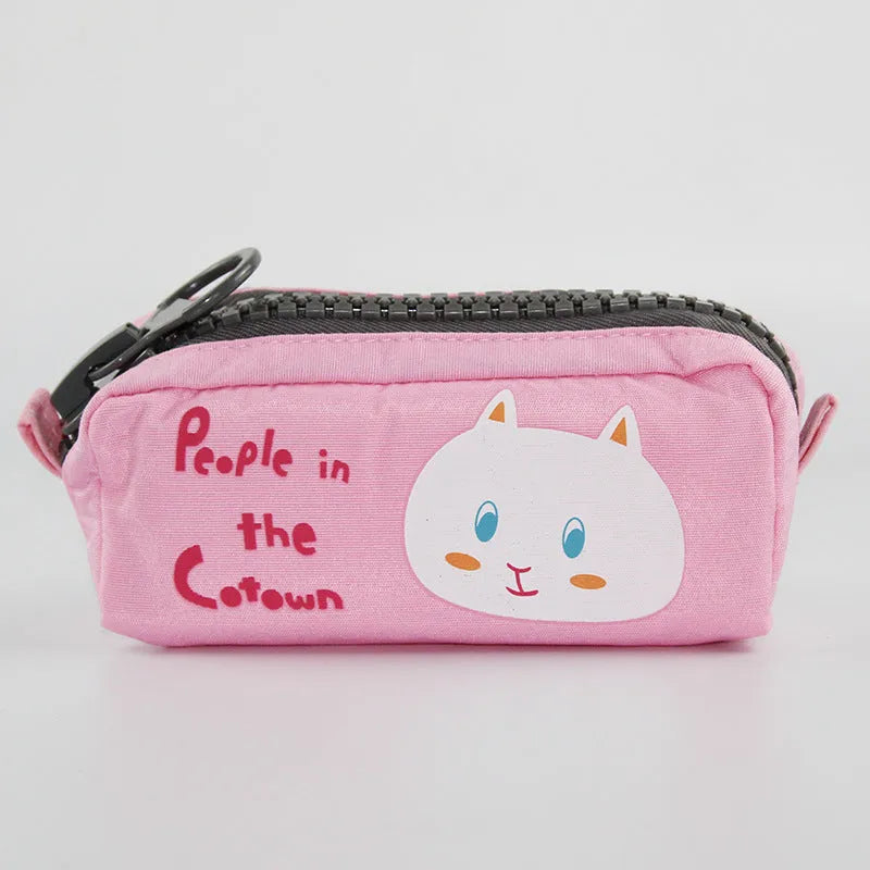 Leather pencil case, 22cm x 9.5cm x 7cm, zip closure, animal and fruit patterns, 18 colours