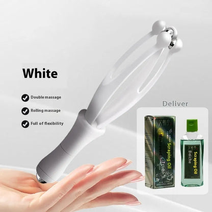 Blue and white finger massager with steel ball roller for hand joints