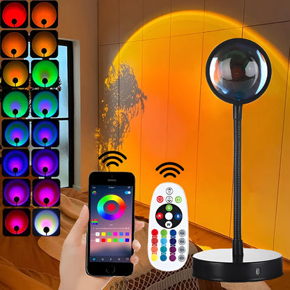 USB desk lamp rainbow projection lamp with RGB soft stick, metal holder, 16 colours and remote control