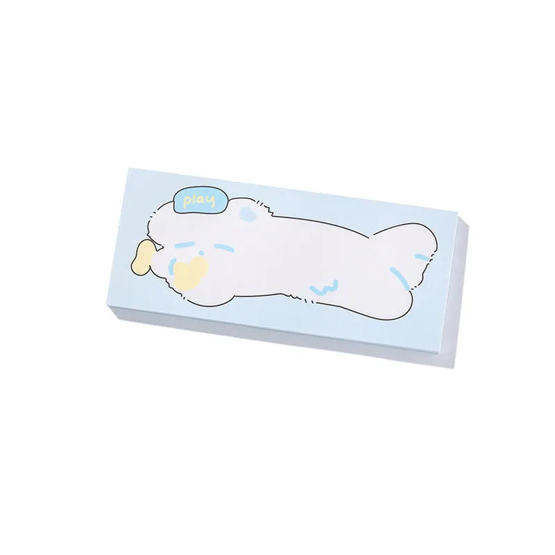 Cartoon character sticky notes in six themes with three size options on writable paper
