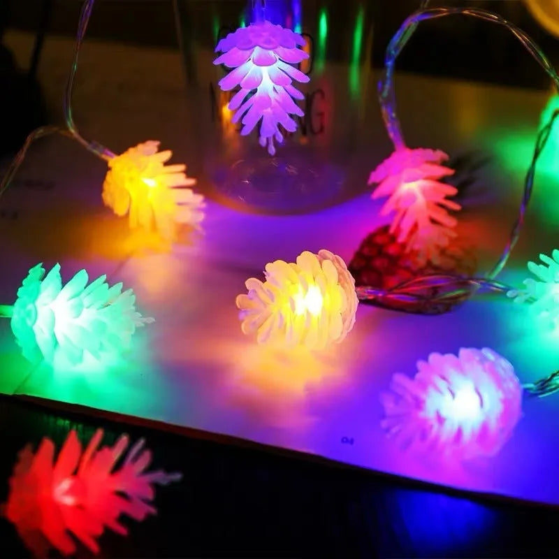 LED simulation transparent pine nut light string in warm white, true white, or colour with PVC shell and USB or battery box power options.