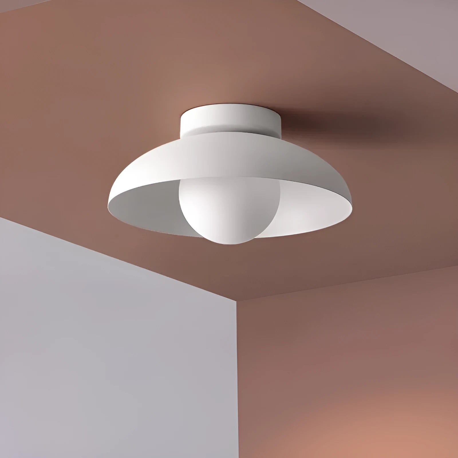 Nordic minimalist ceiling lamp in moon white or obsidian black with LED lighting options
