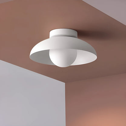 Nordic minimalist ceiling lamp in moon white or obsidian black with LED lighting options