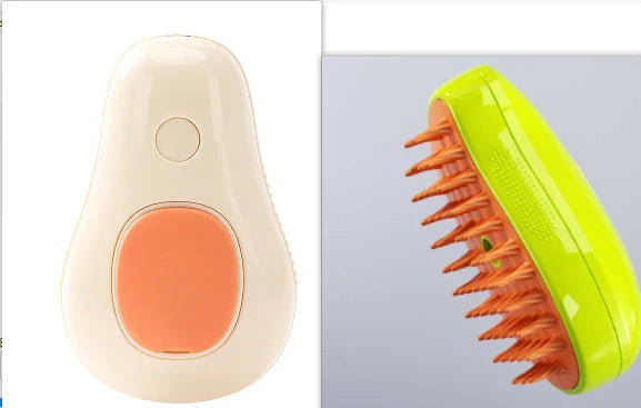Electric steam brush for cats and dogs, with rounded bristles for gentle grooming and effective hair removal
