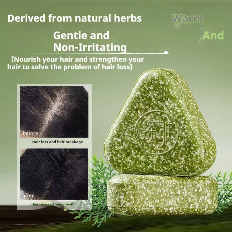 Chinese Arborvitae Twig Usman herbal soap bar measuring 4.2x3.9x1.2cm with 120g weight for hair and face cleansing