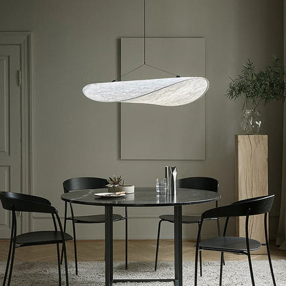 Art silk chandelier ceiling light in Silent Wind style with fabric-like shade