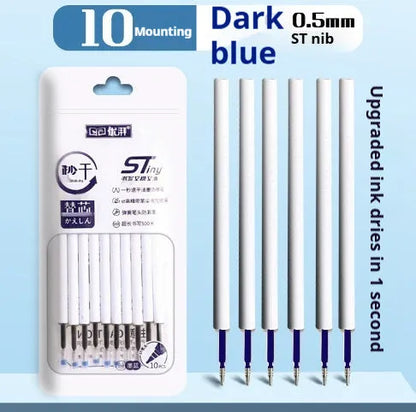 One Second Quick-drying Refill Neutral Push Bullet in black, red, blue, and ink blue colours with 500m writing length