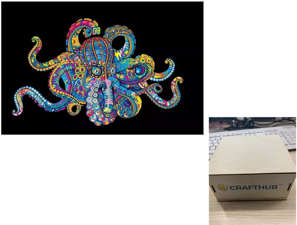 Animal Puzzle Craft Hub A3 Size Wooden Box for puzzle storage and organization