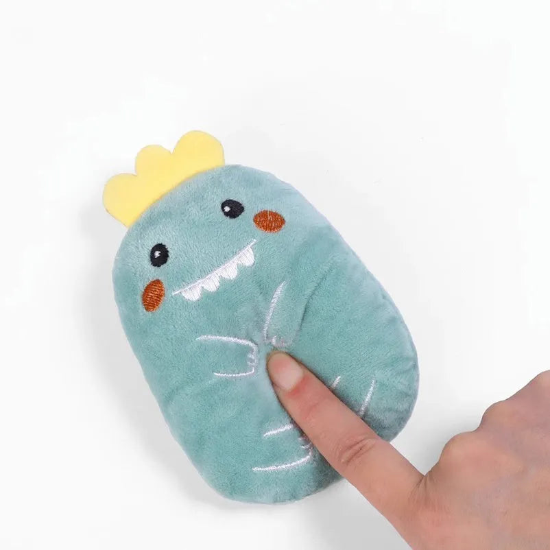 Interactive catnip plush toy with squeaker for chewing and play