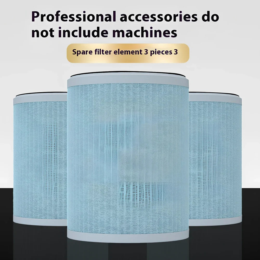 Beige desktop air purifier with HEPA filter for formaldehyde and smoke removal measuring 25cm