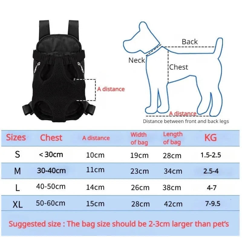 Pet dog carrier backpack for small dogs breathable portable front or back carry adjustable dog bag with legs out design and internal leash attachment for hiking camping travelling in black blue pink red yellow in sizes S M L XL