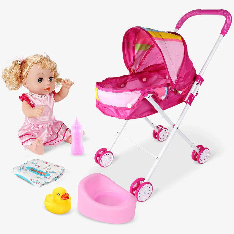 Princess Xiaoli doll trolley toy with character sets in rainbow car, strawberry car, and love car designs