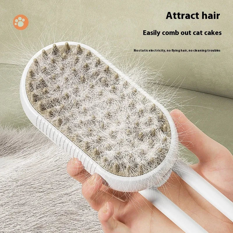 Dog grooming spray bottle and massaging comb kit on a white background.
