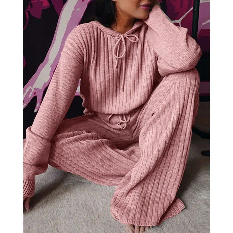 Comfortable Hooded Two-Piece Loungewear Set in various colors and sizes