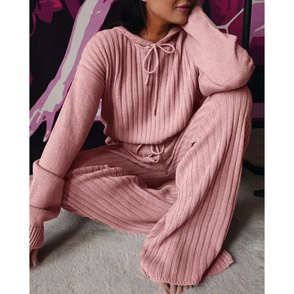 Comfortable Hooded Two-Piece Loungewear Set in various colors and sizes