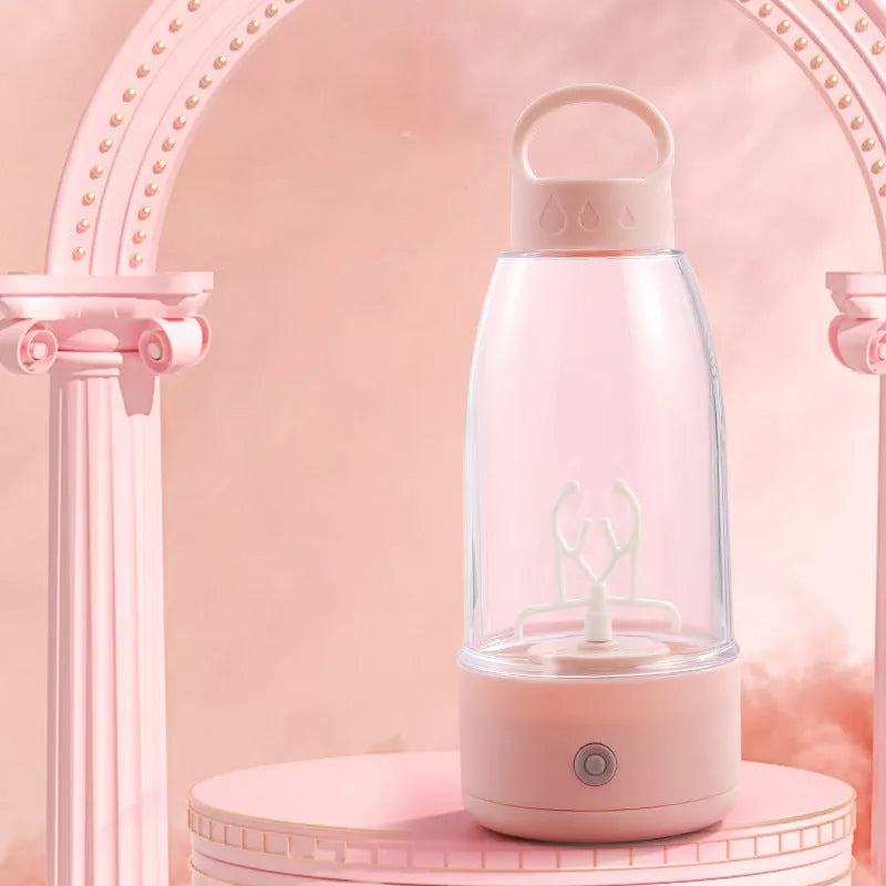 Automatic Electric Shaker Bottle with USB charging in white, pink, and green