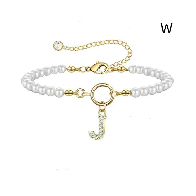 2024 fashion initial pearl bracelet for women with toggle clasp