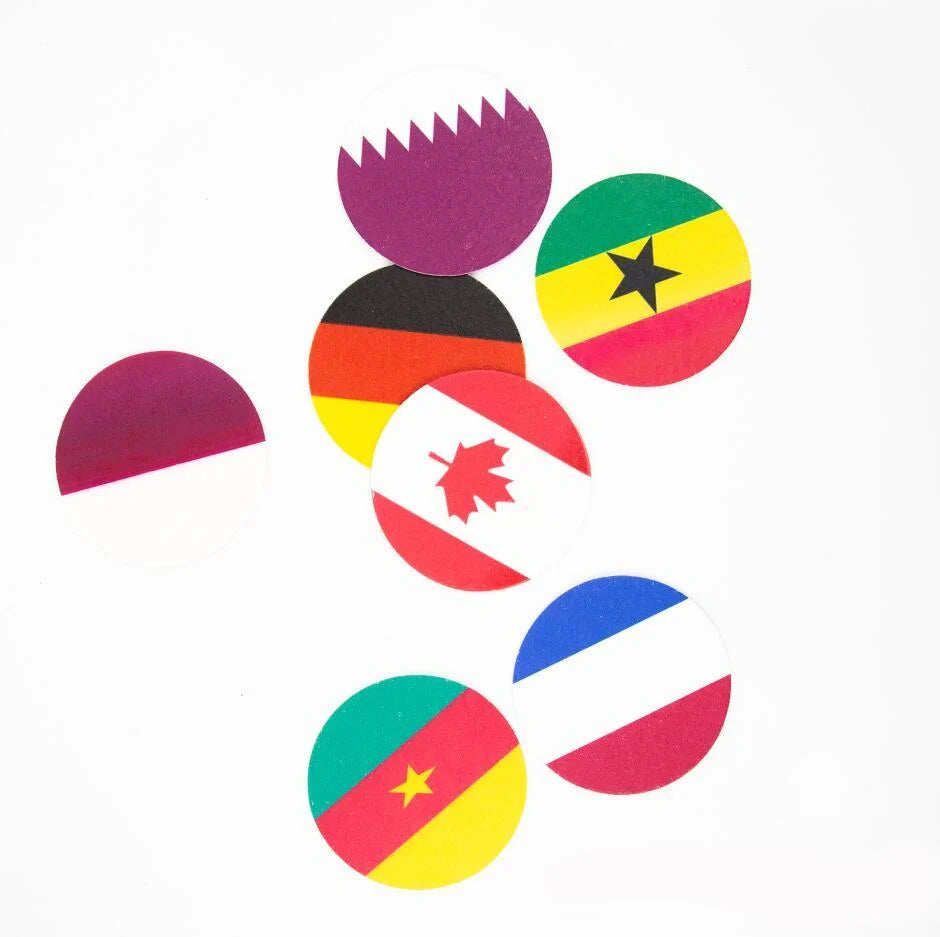 World Cup Qatar football themed biodegradable dishwashing sponges with national flag designs
