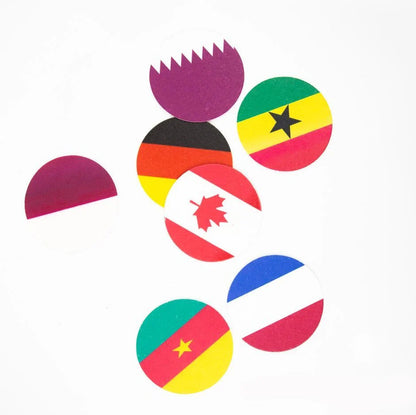 World Cup Qatar football themed biodegradable dishwashing sponges with national flag designs