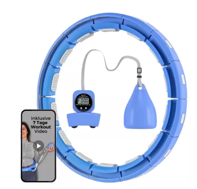 Adjustable detachable massage hula hoop in purple, pink, and blue for fitness and relaxation