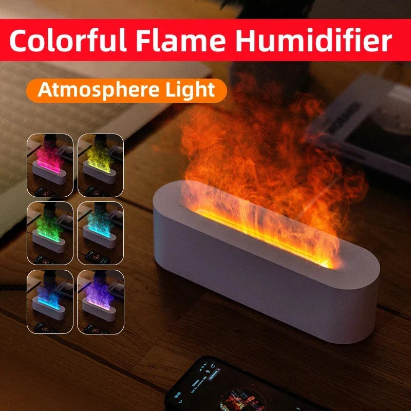 Soothing Aroma Diffuser with Flame-Like LED Lighting and Ultrasonic Humidification
