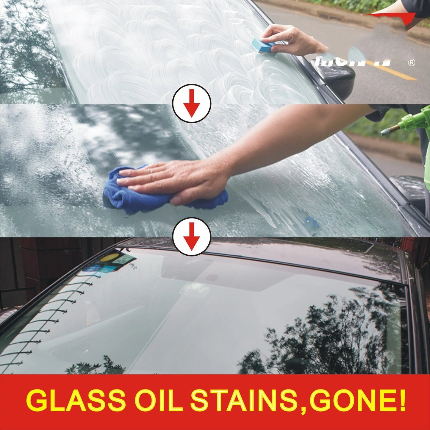 White English bag containing a 15ml automotive glass rainproof cleaning agent.