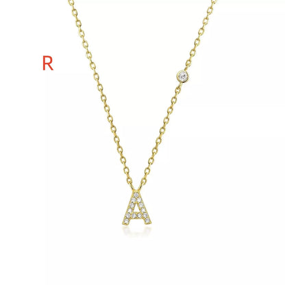 Custom Initial Necklace with sparkling CZ pendant, available in gold or silver finish