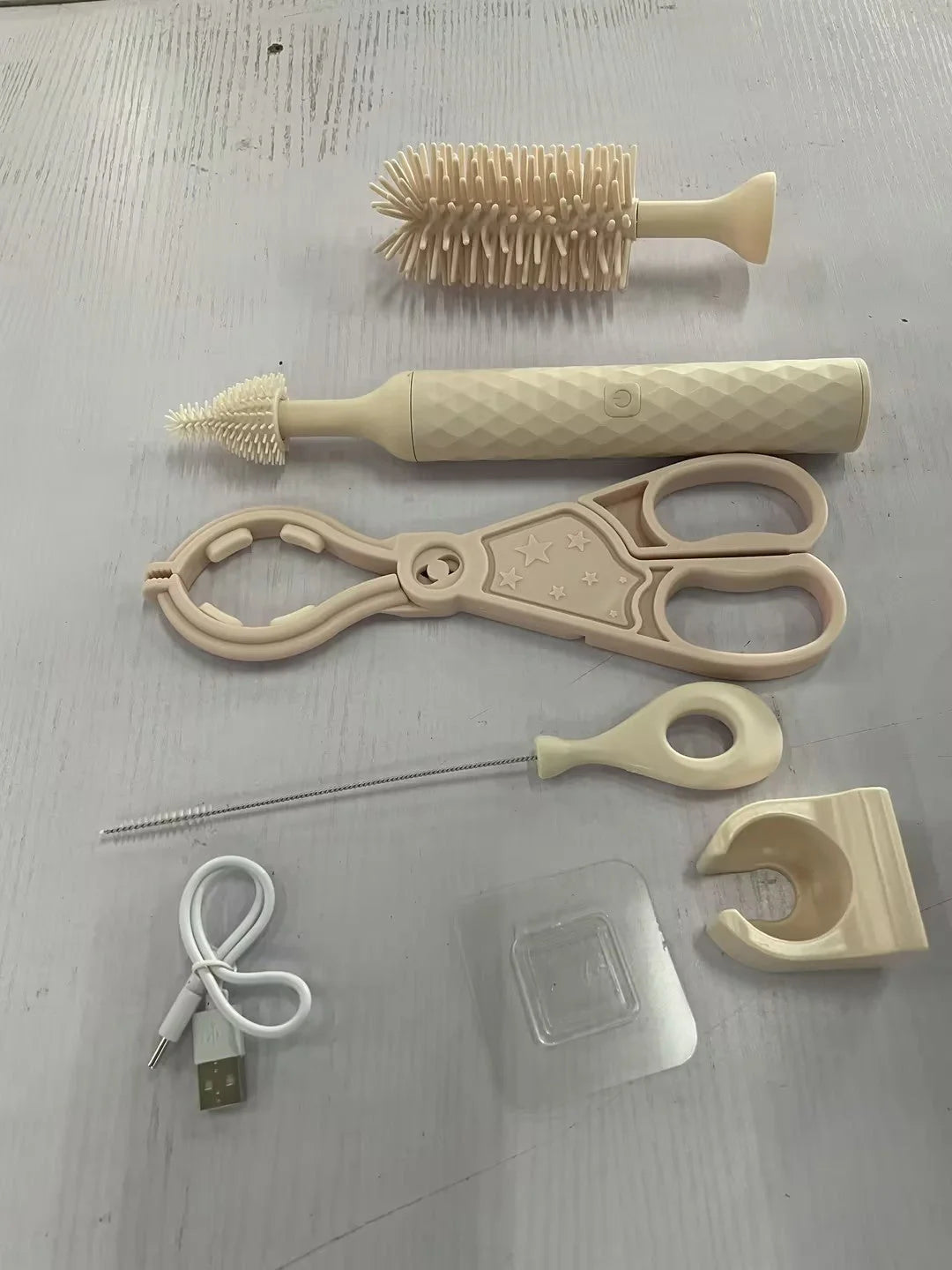 Electric Silicone Bottle Brush Set with rotating brush head for baby bottles