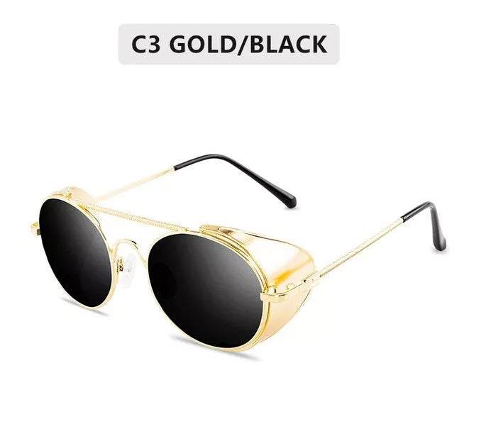 Steampunk sunglasses with metal frame and UV400 protection in various colors