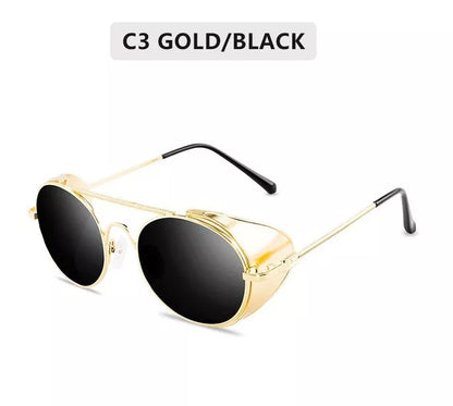 Steampunk sunglasses with metal frame and UV400 protection in various colors
