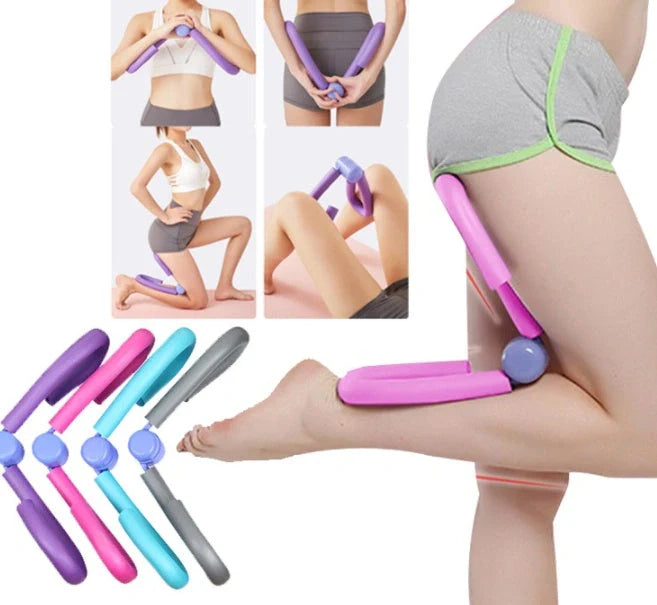 Leg Training Clip in pink, purple, blue, and grey for home workouts