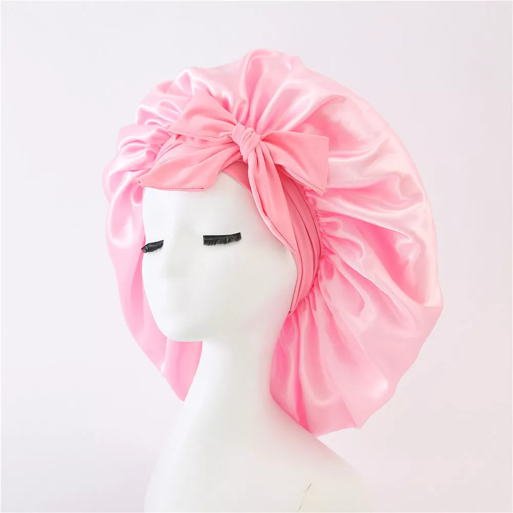 Double-layer silk bonnet for sleeping in various colors