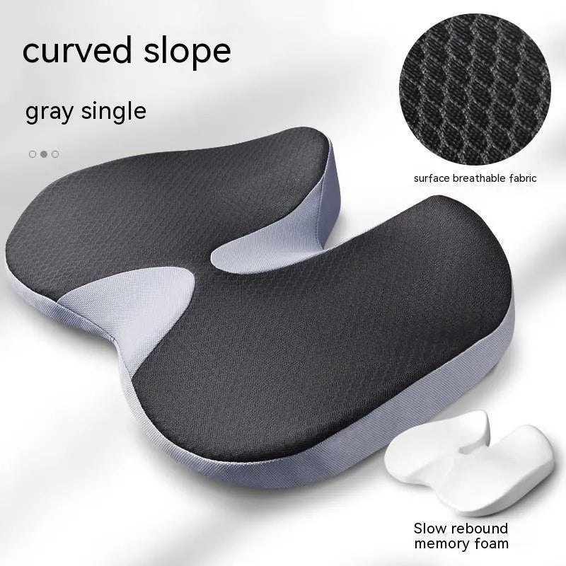 Curved bevel seat cushion in solid colour for tailbone support with memory foam core