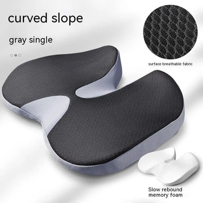 Curved bevel seat cushion in solid colour for tailbone support with memory foam core