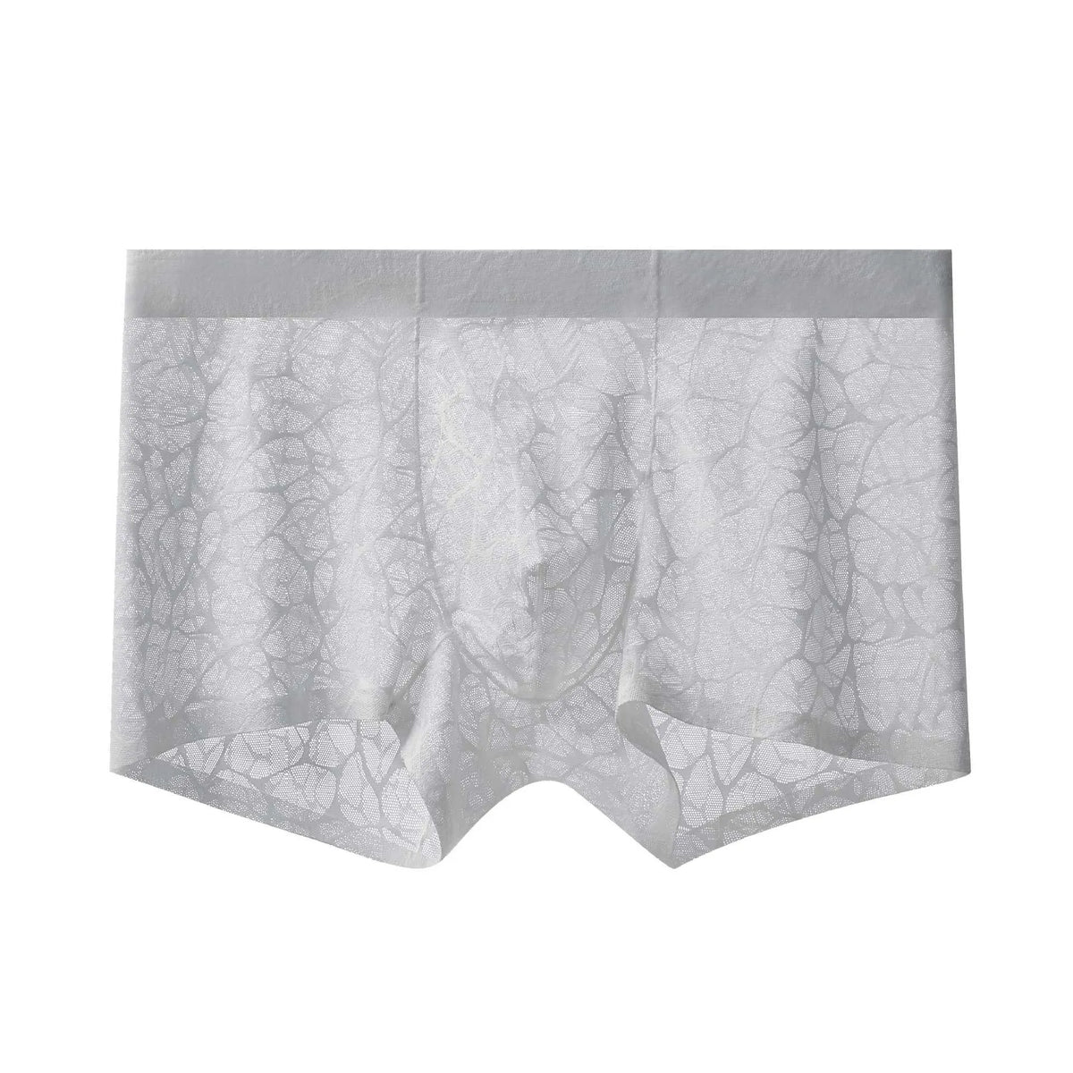 Men's leopard print jacquard underwear in middle waist style, shown in multiple colour options.