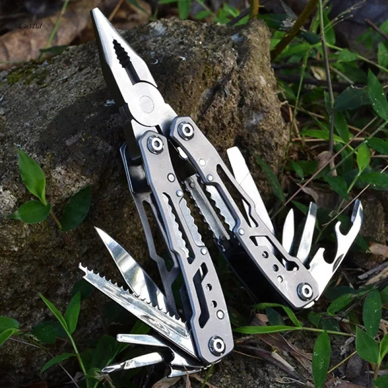All Steel Multi-function Pliers with 14 tools including pliers, screwdrivers, and cutter