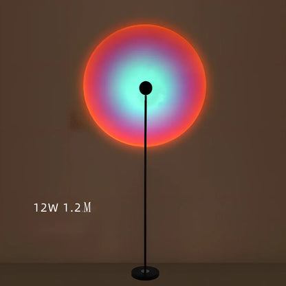 LED sunset atmosphere light with aluminium alloy body and glass shade in sunset red colour