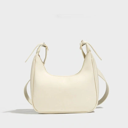 Stylish Women's PU Crescent Crossbody Bag in white and black