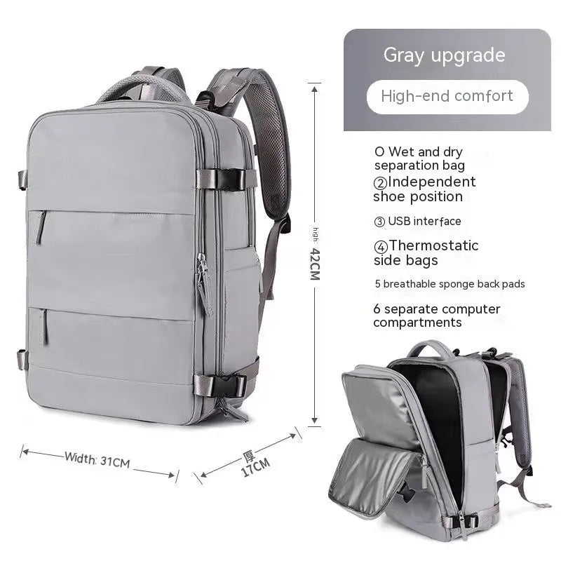 Large capacity waterproof mummy backpack in mint green colour with nylon material and 30-litre storage