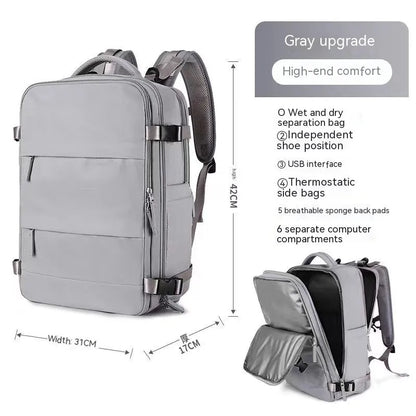 Large capacity waterproof mummy backpack in mint green colour with nylon material and 30-litre storage
