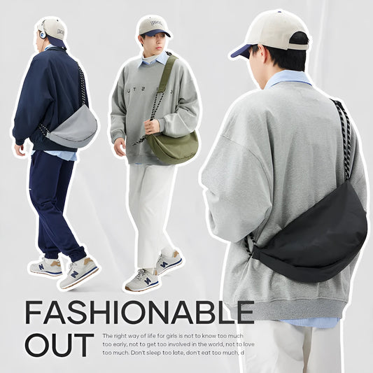 Men's lightweight nylon messenger bag with large capacity in urban simplicity style