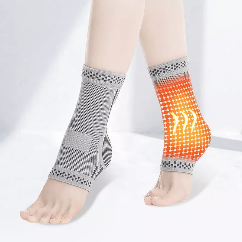 Graphene ankle brace with copper ion fabric for injury recovery and support