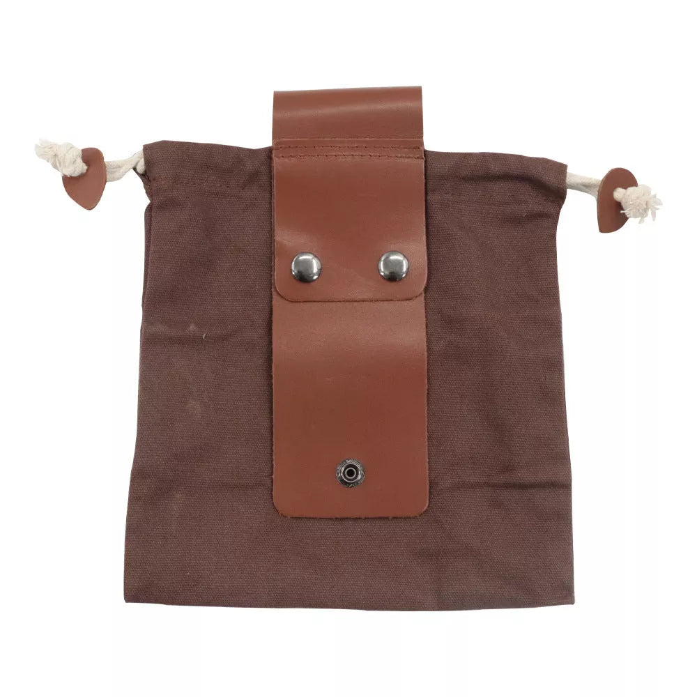 Leather and canvas foraging bag for outdoor adventures, collapsible design, 22*21cm