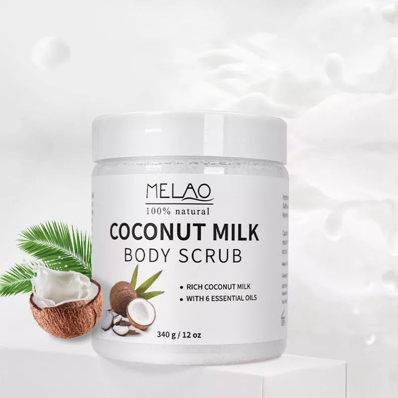 Coconut Milk Body Scrub Cream for deep cleansing and skin brightening, 340g