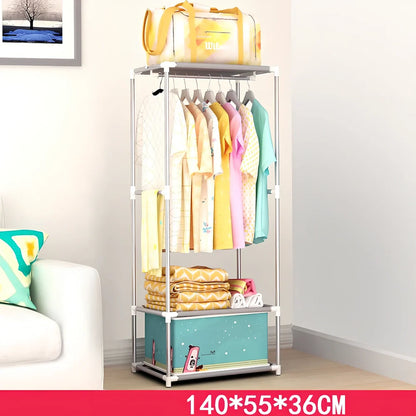 Single dormitory wardrobe with steel frame and fabric enclosure measuring 70×45×150cm