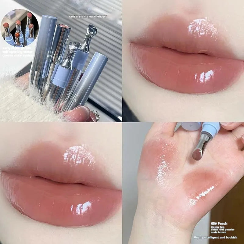 Mirror Water Light Lip Gloss in translucent shades, 12.9cm length, improves skin colour