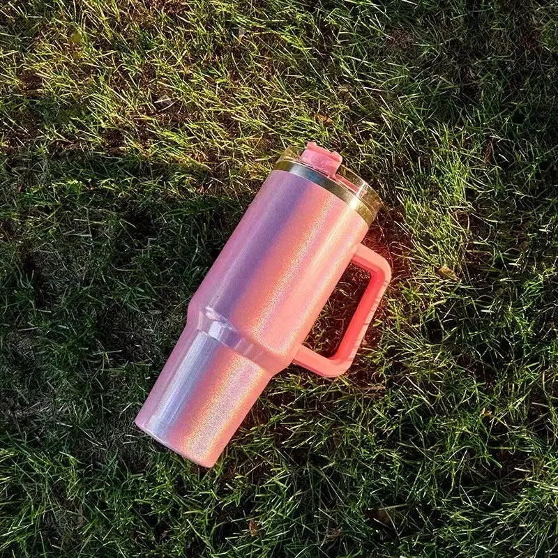 Stainless steel vacuum insulation cup with gradient colour, 27.5cm tall with 10cm wide mouth opening